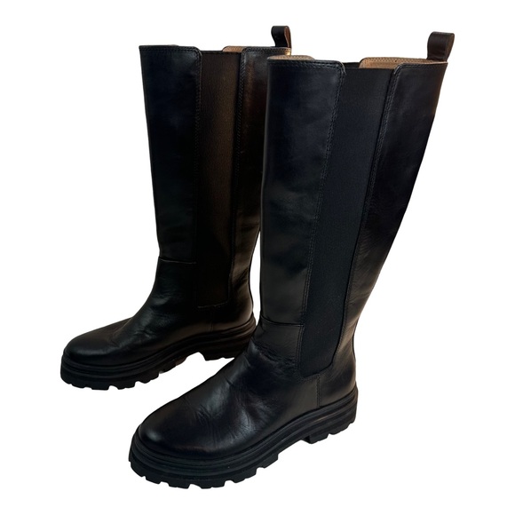 Madewell The Poppy Tall Lugsole Boot with Extended Calf Size:7.5Color:True Black - Picture 8 of 16